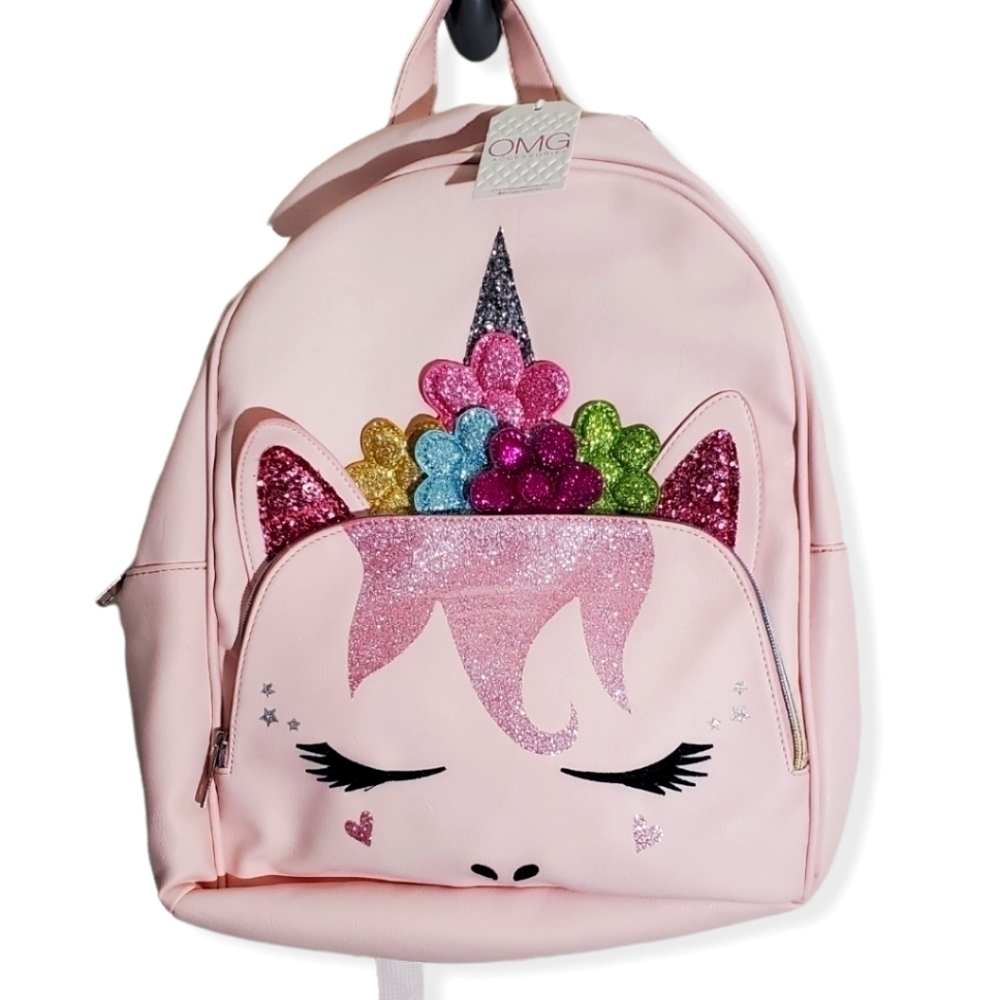 Girls Pink Unicorn Backpack Glitter School Bag Kids Gift NWT Large Cute